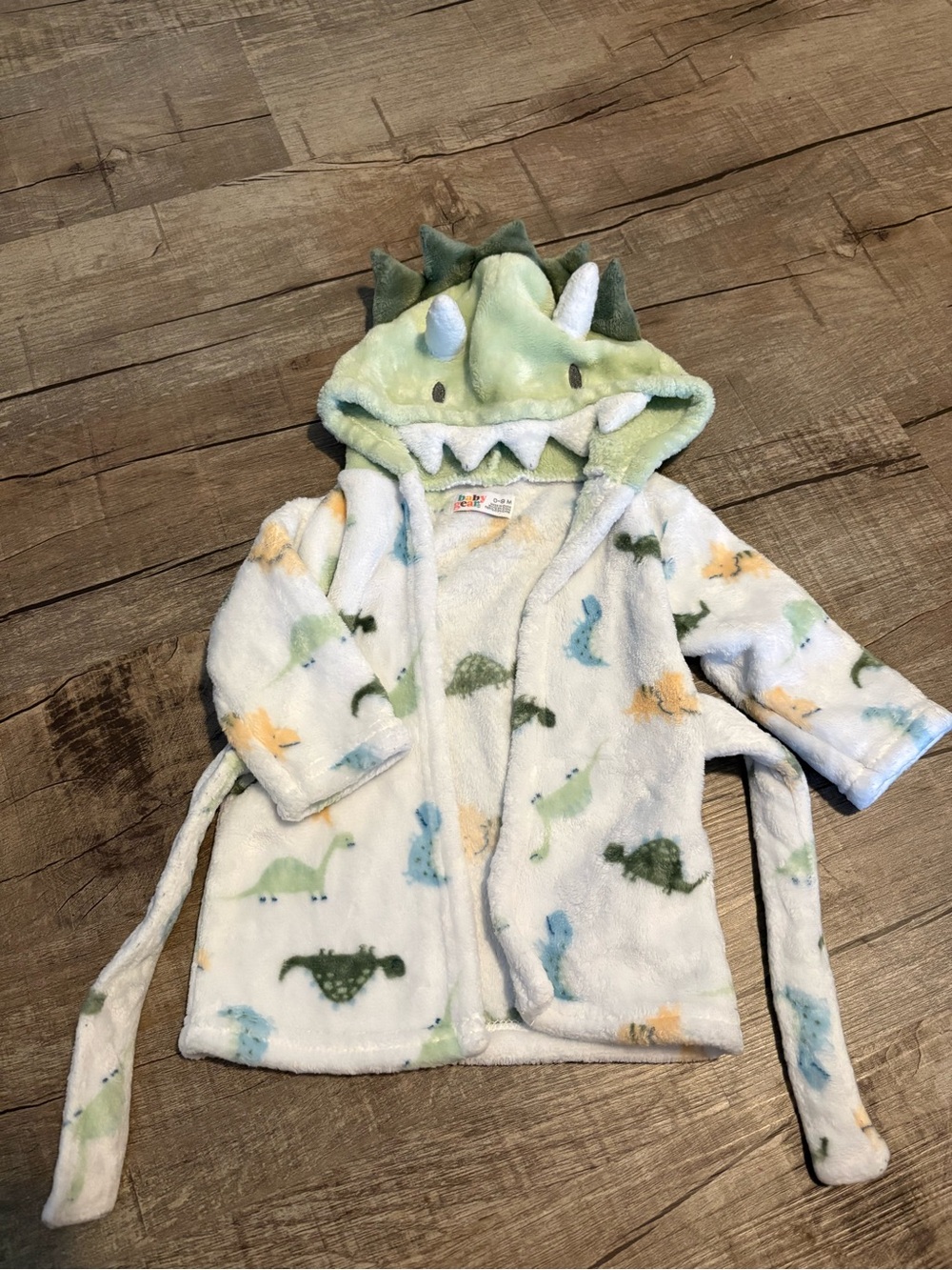 Baby Gear Plush Dinosaur Hooded Bath Robe in White, Green, Blue, Yellow